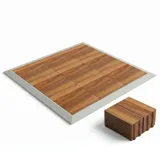 Package 50 m² : petite plateforme assemblée avec rampes de bordure et pile de dalles sanglée